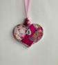 Pink decopatched wooden heart - Image 1