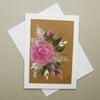 hand painted floral blank greetings card ( ref F 1008 A7 )
