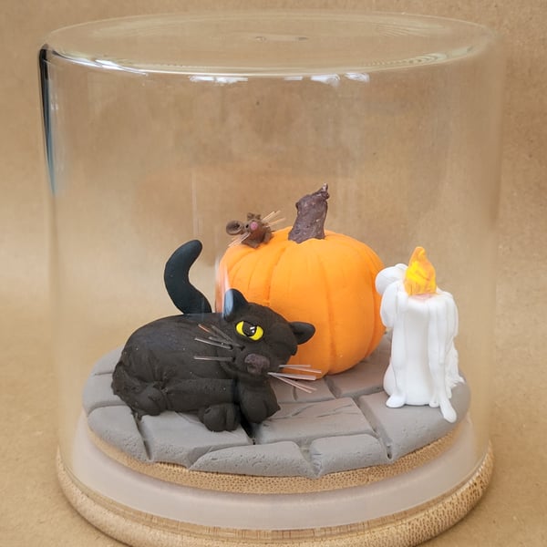 Did I just hear something? Cat and mouse ornament in a glass jar