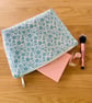 Make up bag, small toiletry bag, water resistant lining, in cream and blue - Image 2