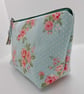 Make up bag in blue roses print fabric    - Image 5