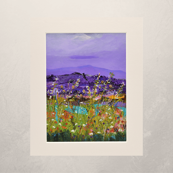 Acrylic Mounted Painting of a Scottish Hillside, Correen Hills. 10 x 8 inches.