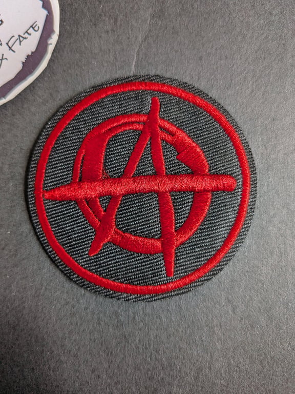 Red anarchy symbol - Embroidered Iron on Patch