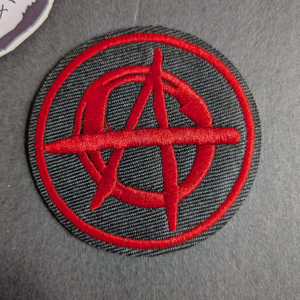 Red anarchy symbol - Embroidered Iron on Patch