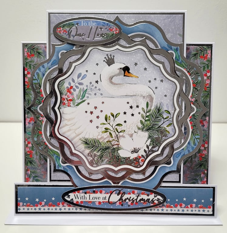 To the One I Love - Handmade Swan Christmas Card