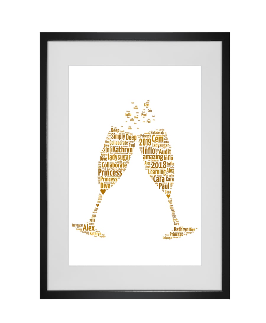 Personalised Champagne Flutes Word Art Design