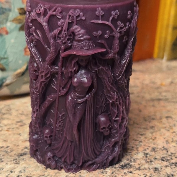 3D witch design scented candle Halloween candy corn scent 