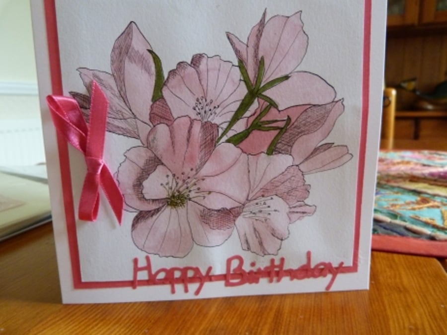 Cherry Blossom Birthday Card