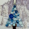 Handmade Fused Glass Xmas Tree Hanging Christmas Decoration 