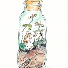 Path through the Terrarium - Watercolour and ink drawing. Yorkshire Artist