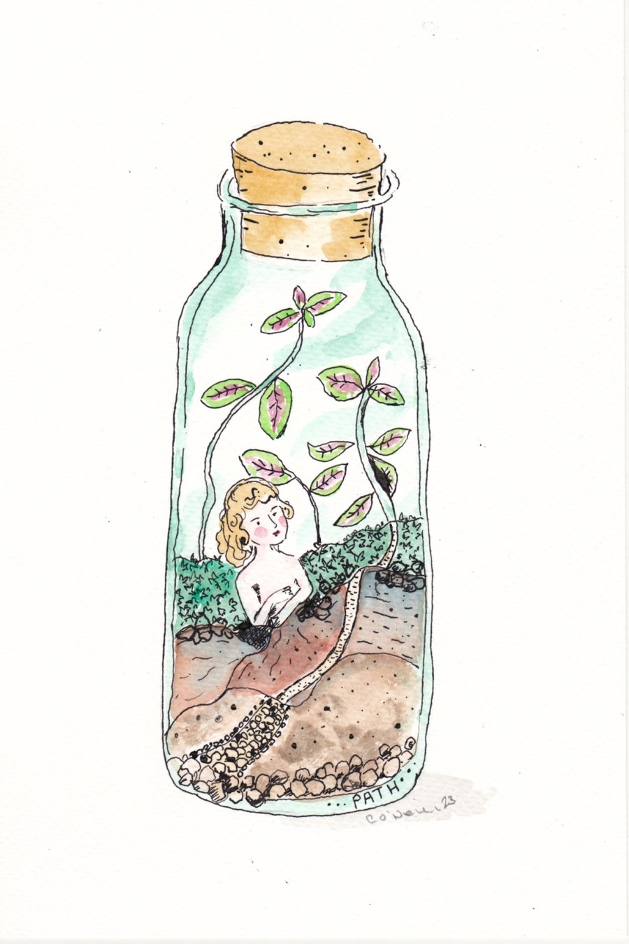 Path through the Terrarium - Watercolour and ink drawing. Yorkshire Artist