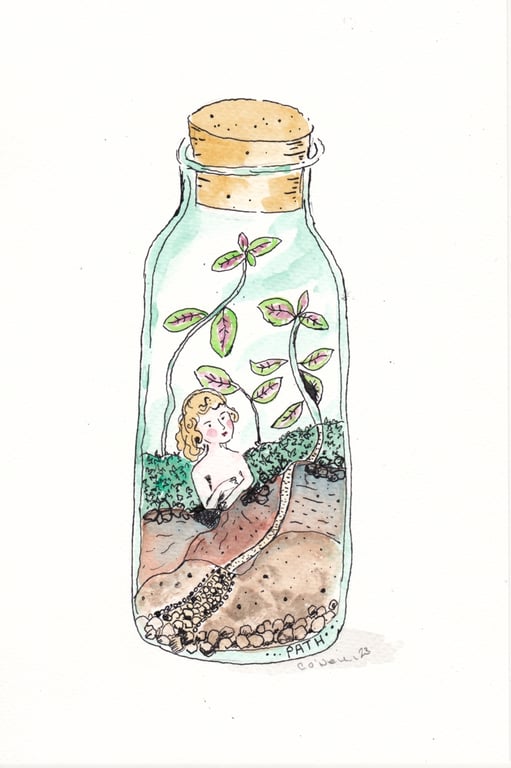 Path through the Terrarium - Watercolour and ink drawing. Yorkshire Artist