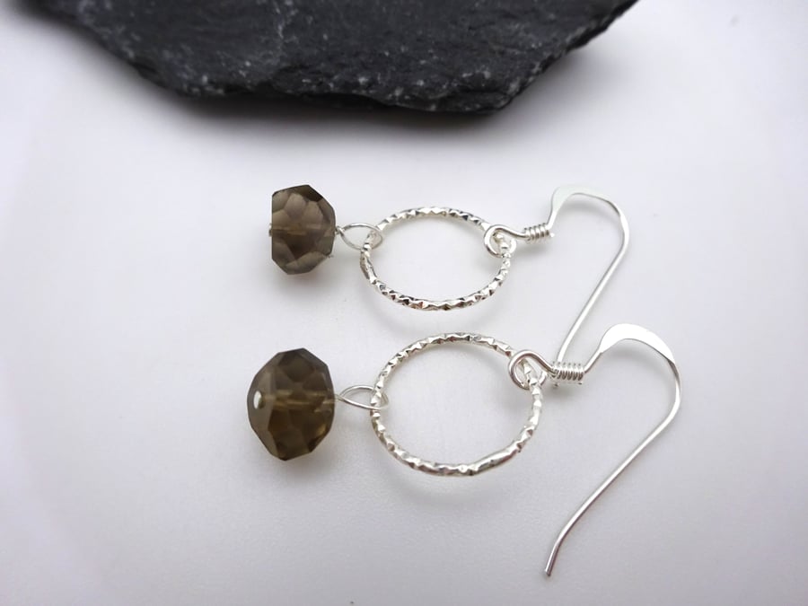 smoky quartz gemstone earrings