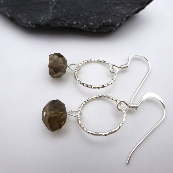 smoky quartz gemstone earrings