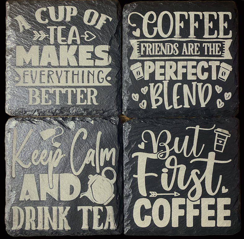 Set of 4 Tea and Coffee Slate Coasters