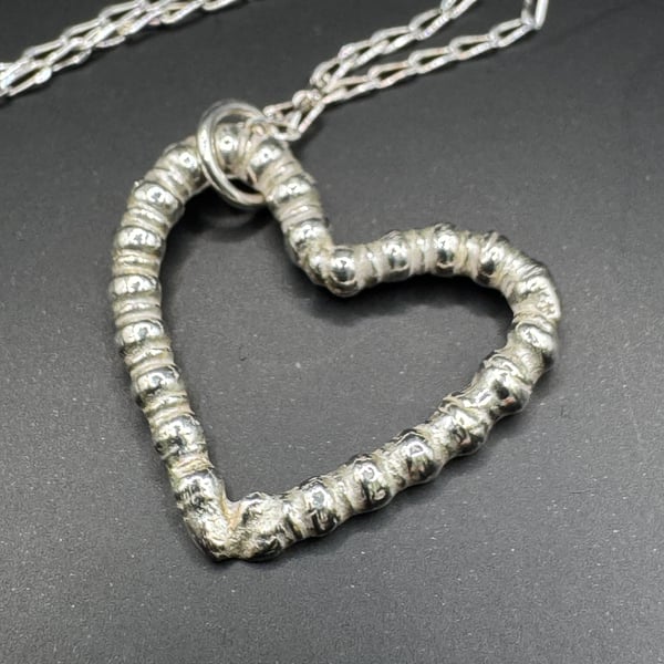 Silver Open Heart Necklace 