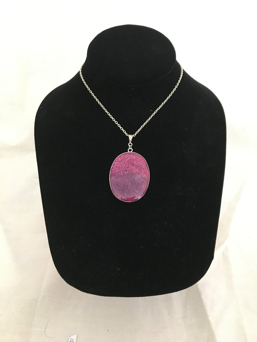 Beautiful Large Oval Dark 2 tone Pink Pendant