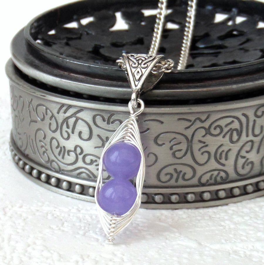 Purple jade 'Peas in a Pod' necklace - other colours and sizes available