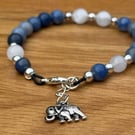 Beaded gemstone bracelet with elephant charm 