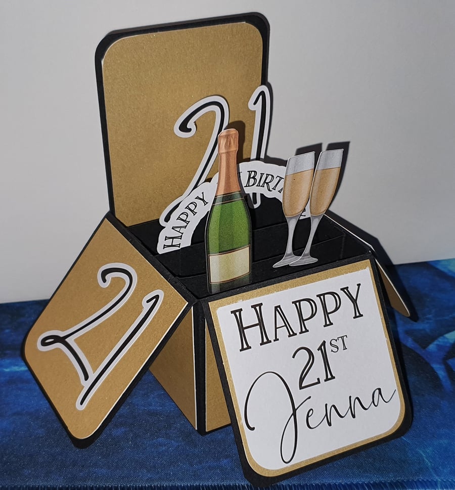 Happy 21st Birthday Box Card personalised