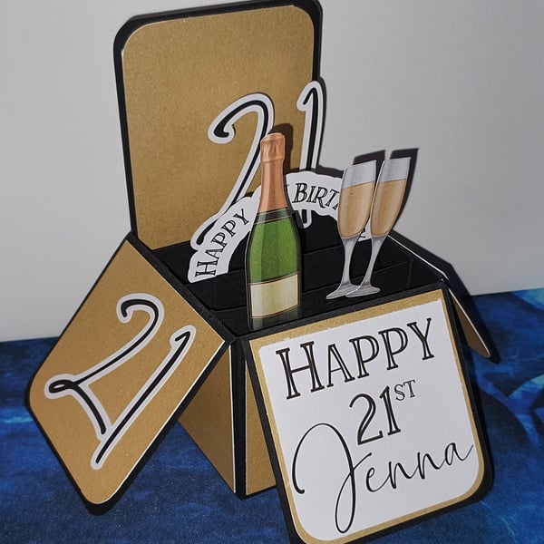 Happy 21st Birthday Box Card personalised