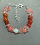 Carnelian & Cherry Quartz bracelet with matching earrings  - Image 2