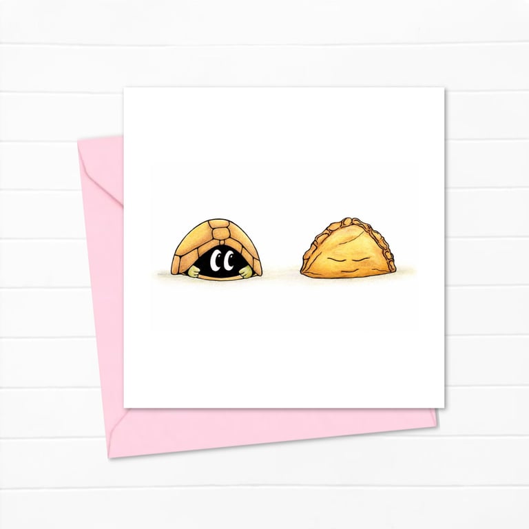 Funny Tortoise Greeting Card: Pasty Pal Pencil Illustration (227)