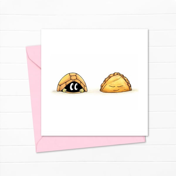 Funny Tortoise Greeting Card: Pasty Pal Pencil Illustration (227)