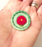 Red Rose Dorset Button Brooch or Pin, 3.5cm, Red Flower, Made with Cotton  - Image 5