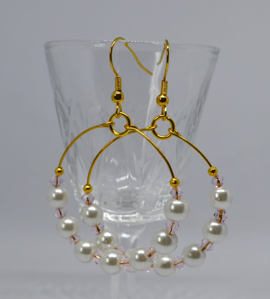 Imitation Pearl Hoop Earrrings
