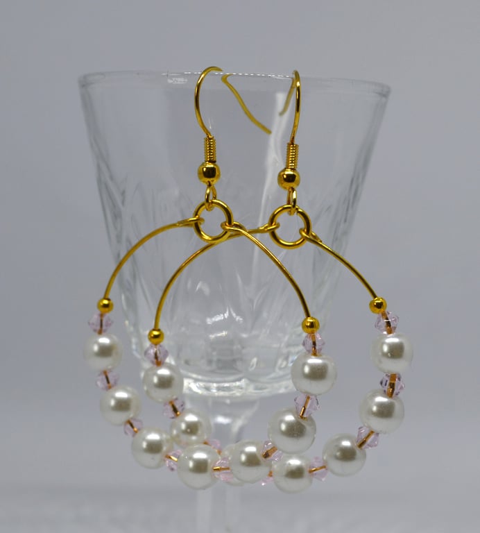 Imitation Pearl Hoop Earrrings