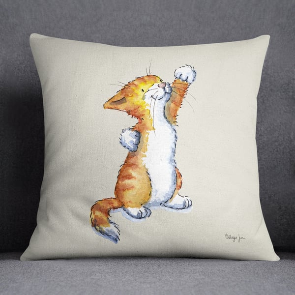 Cat Ginger & White Cushion