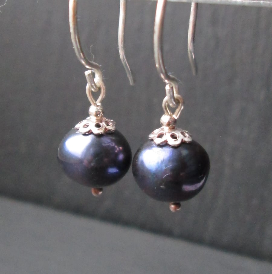 Bridal Jewellery - Blue Pearl Earrings -Wedding Jewellery