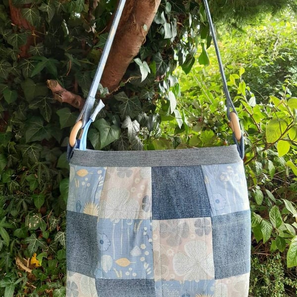 Handcrafted Denim and Patchwork shoulder cross-body bags (2 designs)