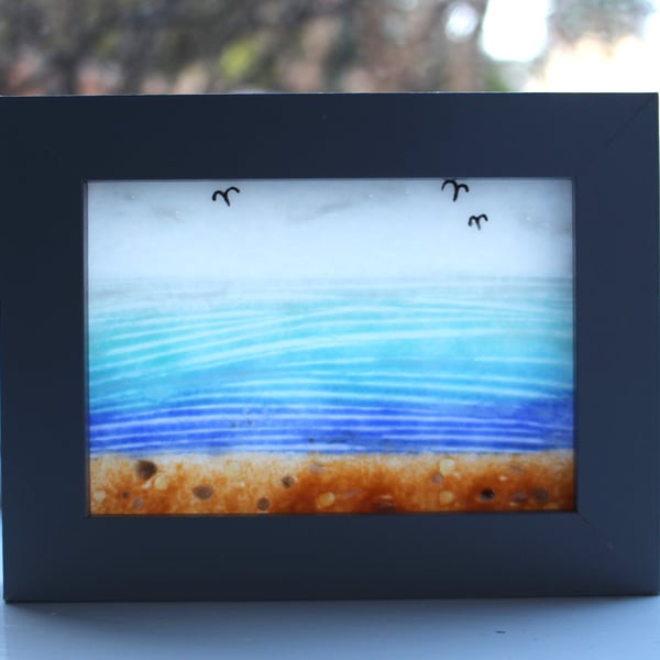 Seconds Sunday 16cm x 12cm Fused Glass Seascape 'All At Sea'