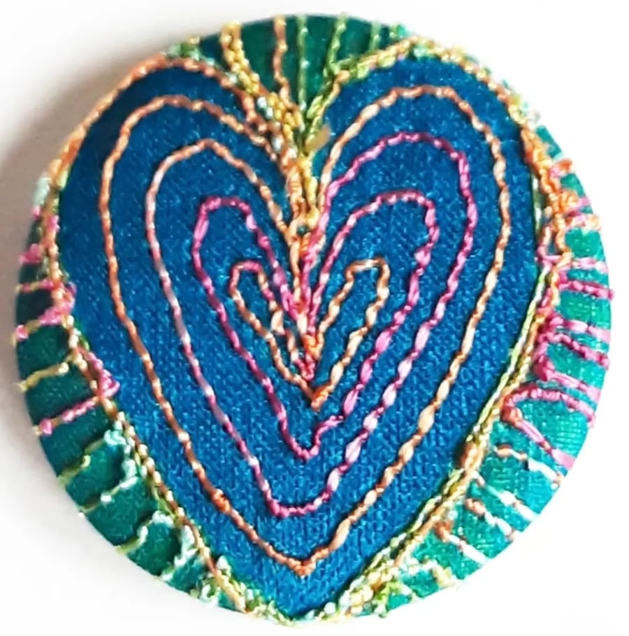 Buttons 1 inch button Hand Dyed Silks and Cottons Free Machine Embroidery Button