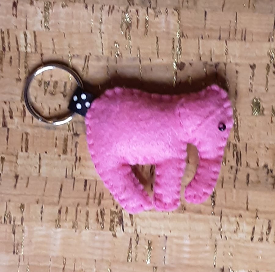 Elephant Pink Felt Keyring - Bag Charm