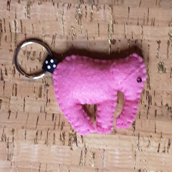 Elephant Pink Felt Keyring - Bag Charm