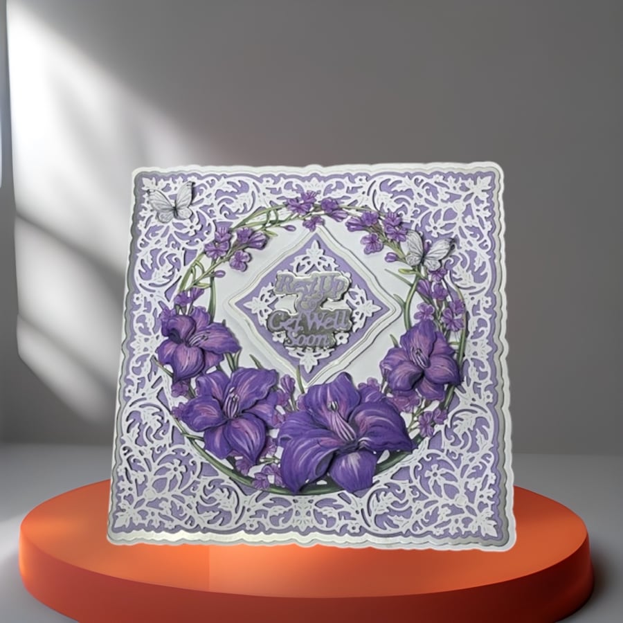 Handmade Greeting Cards, Get Well Soon Card, Floral Card