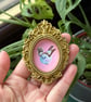 Bird acrylic painting in gold frame fridge magnet