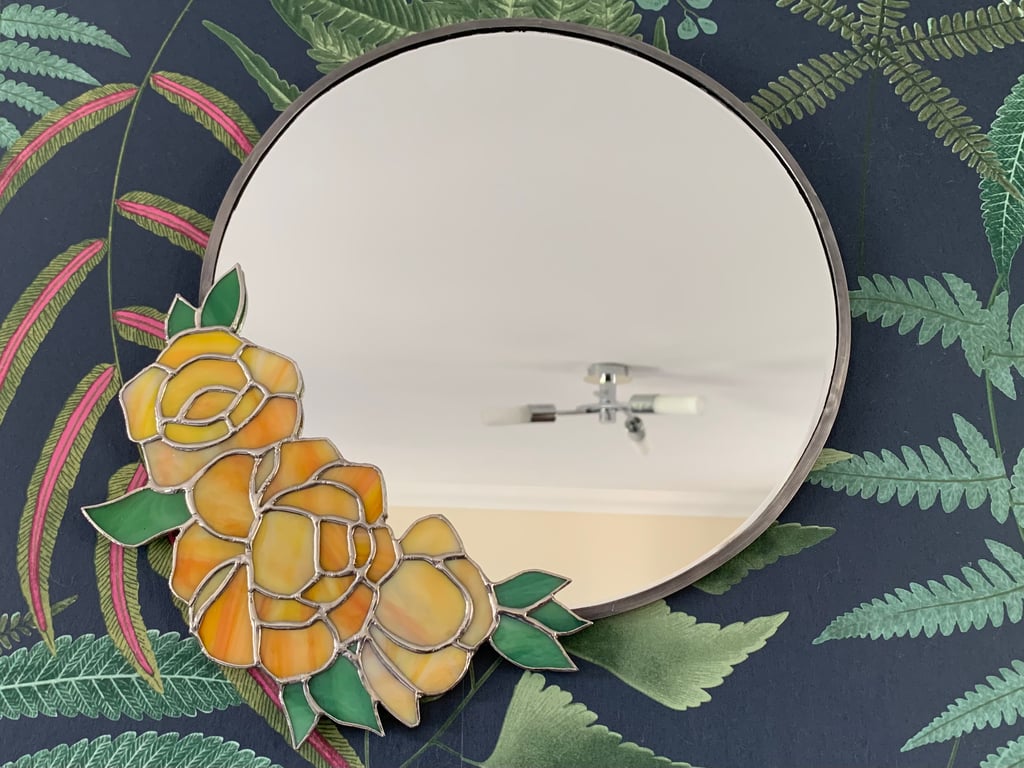 Floral Stained Glass Mirror 