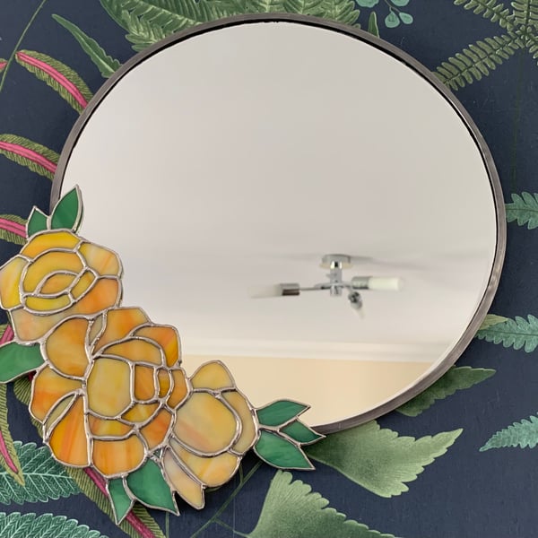 Floral Stained Glass Mirror 