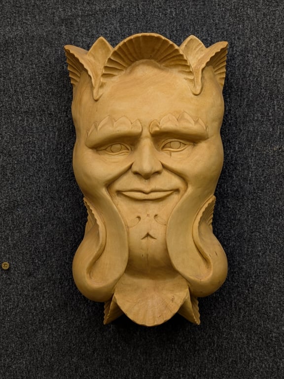 Hand carved wooden sculpture Aqua Man 