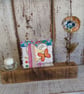 Reclaimed Wood Display, Fabric Heart, Wire Flower, Tea Light Holder