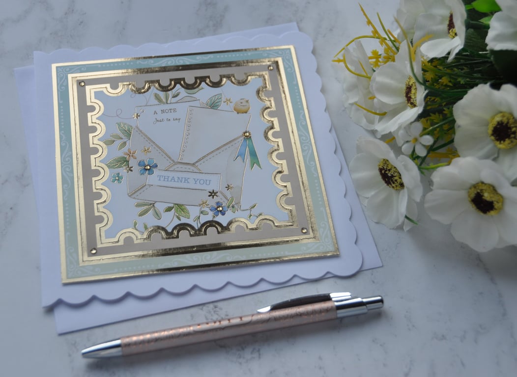 Thank You Card A Note Just To Say Thank You Letter Envelope Bird Flowers