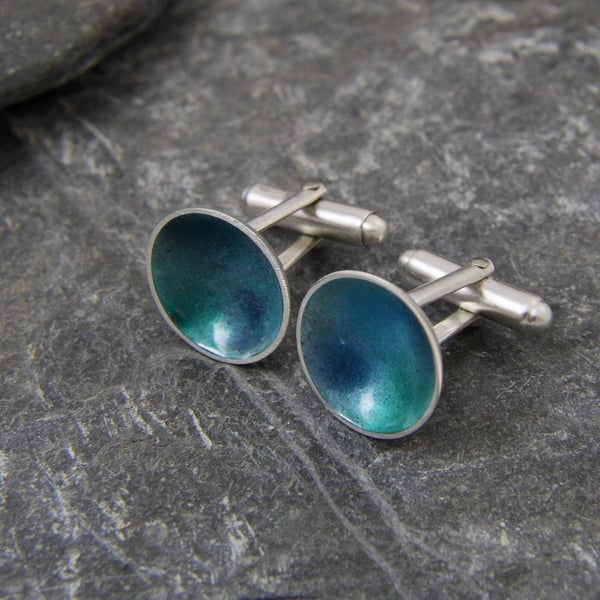 Rockpool Enamel and Sterling Silver cufflinks