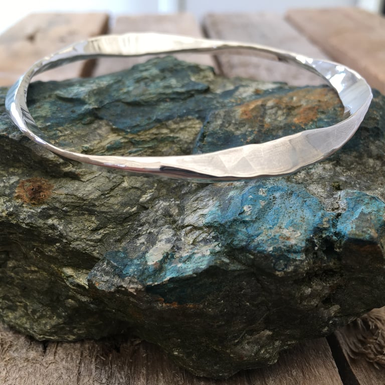 Sterling Silver 'Sea Shimmer' Bangle  Hallmarked 