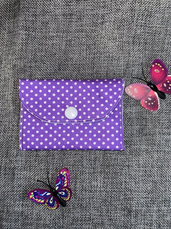 Gift Card Wallet. Purple Pokka Dots