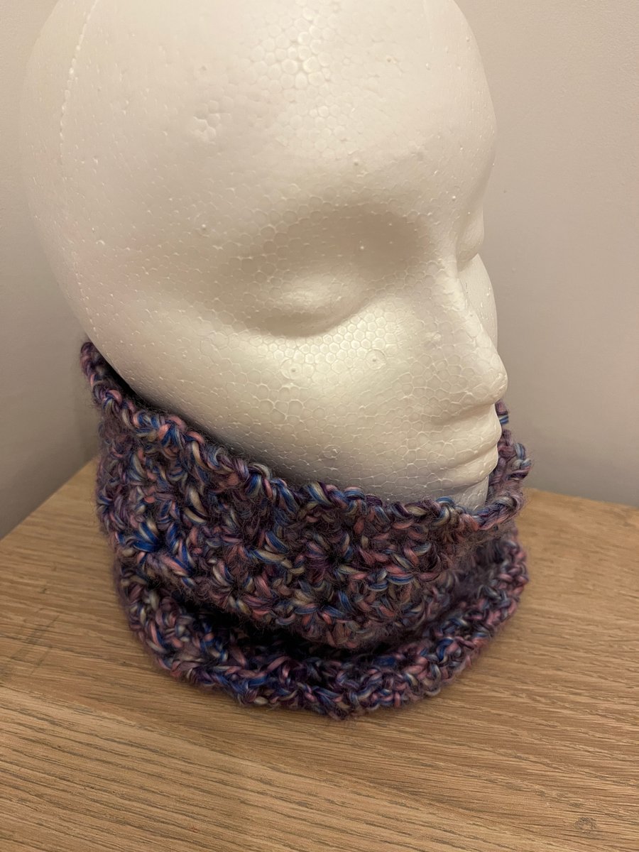Ladies Crochet Cowl Purple Winter Warm