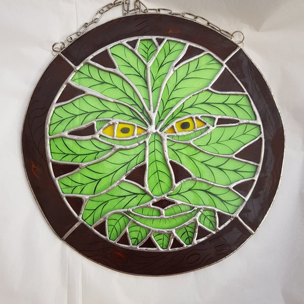 407 Large Green man, translucent - handmade hanging decoration.